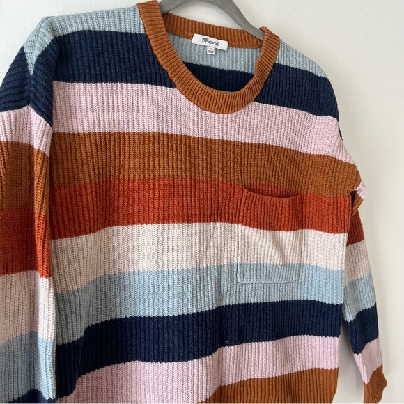 Madewell Striped Ribbed Knit Sweater women’s XS | Multicolor Block Pullover - Picture 2 of 8
